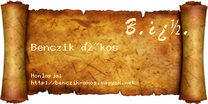 Benczik Ákos névjegykártya
