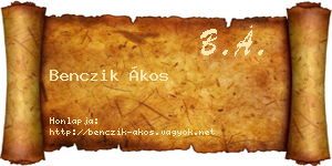 Benczik Ákos névjegykártya